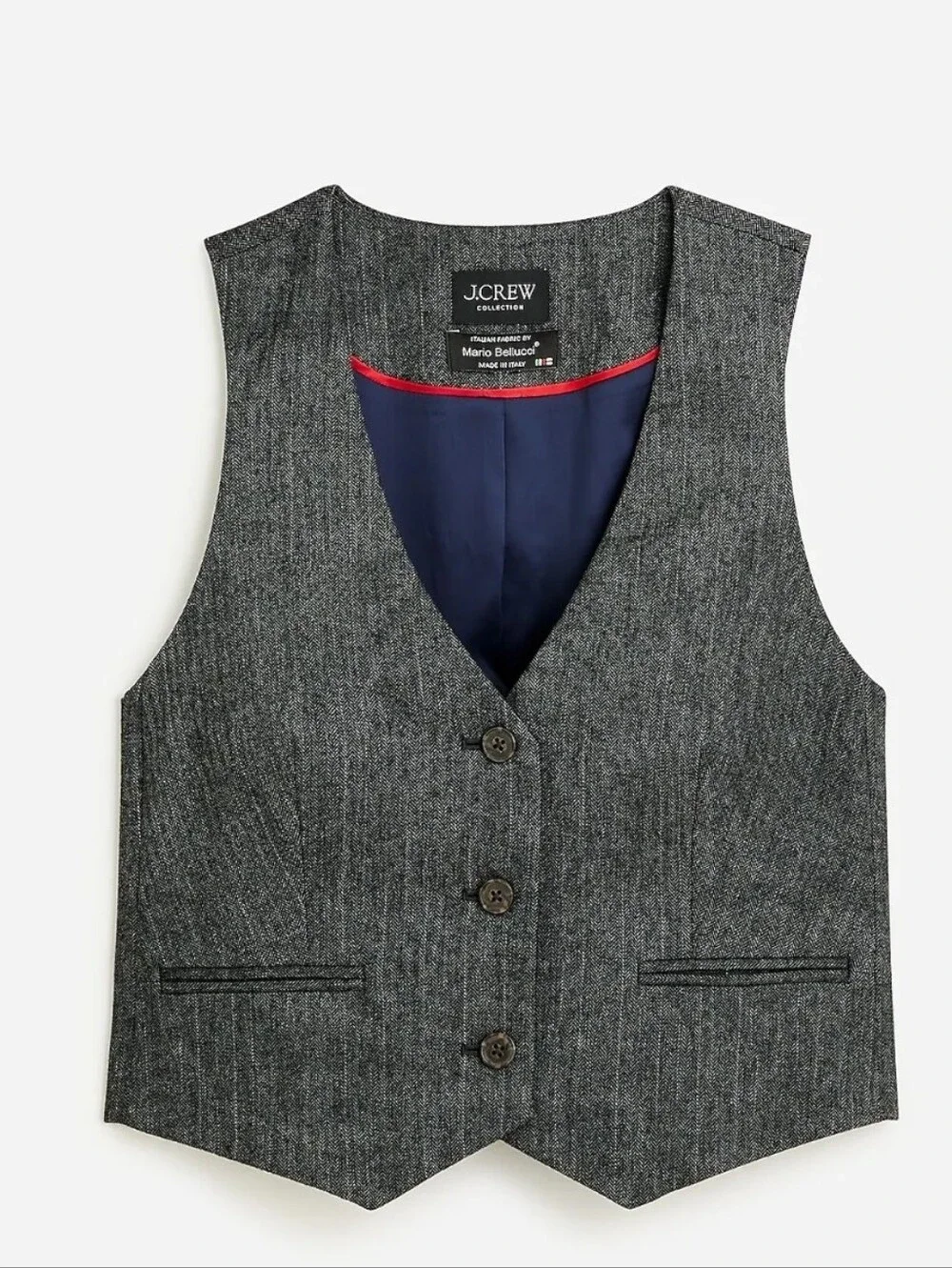 J. Crew Collection Cropped Vest In Italian Pinstripe Wool Blend With Lurex Sz 12